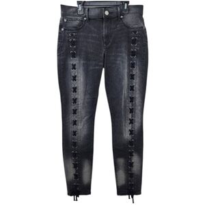 Express Premium Ankle Legging Mid-rise Stretch Jeans Size 6 Lace Up Grommets